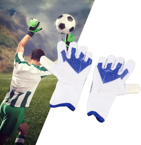 Vista 7 de Guantes de portero de fútbol con agarre de palma fuerte, protección para los dedos, antideslizante, látex, nailon, transpirable, guantes de portero