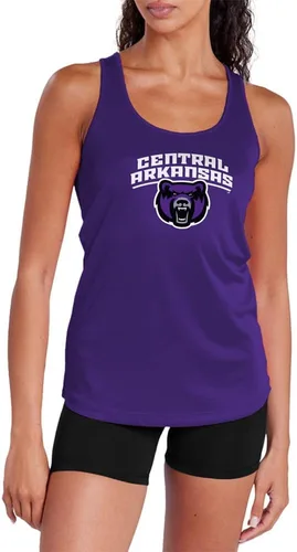 Vista 31 de Camiseta deportiva sin mangas oficial de NCAA Collegiate para mujer, con espalda cruzada, colección con logotipo primario
