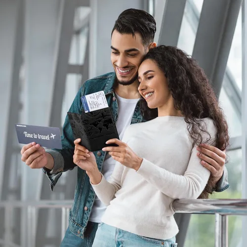 Vista 2 de VULKIT Soporte para pasaporte, cierre magnético, bloqueo RFID, cartera de viaje, funda para libro de pasaporte, soporte para tarjeta de embarque