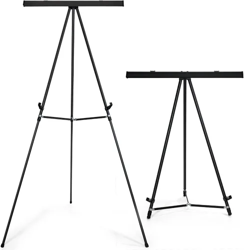 Vista 8 de Falling in Art Caballete de exhibición de rotafolios de aluminio con soporte ajustable para piso para sala de juntas, pizarra, blocs de notas
