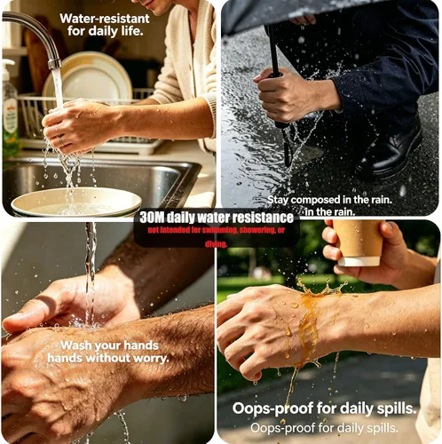 Vista 4 de Relojes automáticos para hombre, cuerda automática mecánica, esfera de esqueleto, resistente al agua a 30 ATM, con correa de acero inoxidable, reloj