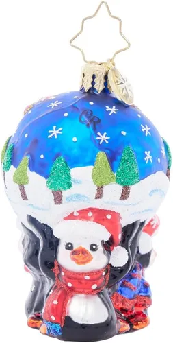 Vista 2 de Adorno de árbol de Navidad de vidrio europeo hecho a mano de Christopher Radko, Una gran ayuda de mis amigos Gem