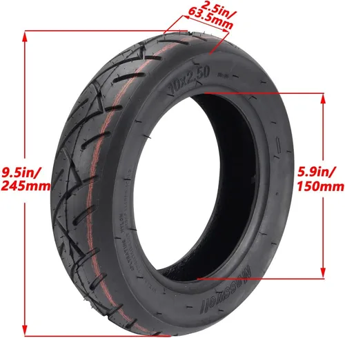 Vista 2 de Juego de neumático de 10 x 2.50 + cámara de aire para llanta de 6" para ruedas de scooter eléctrica de 10" Swagcycle Hover Board, scooters