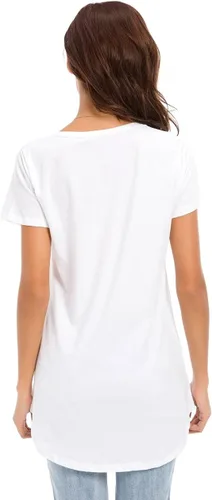 Vista 3 de LUSMAY Camiseta casual de manga corta con abertura lateral para mujer