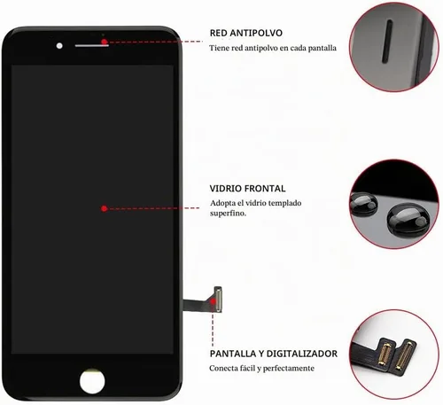 Vista 2 de iPhone 8 Plus de repuesto de pantalla negra para iPhone 8 Plus, pantalla LCD y pantalla táctil digitalizador, conjunto completo con kit