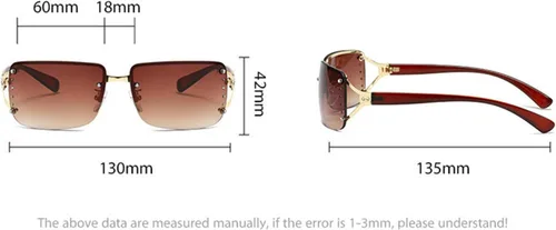 Vista 2 de willochra Gafas de sol sin montura con diamantes de imitación rectangulares brillantes para mujer