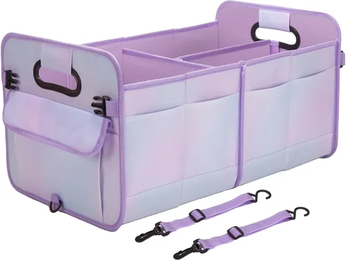 Vista 25 de titiyiof Organizador de maletero para SUV y sedán, organizadores y almacenamiento de automóvil, correas plegables y ajustables, organización Beige