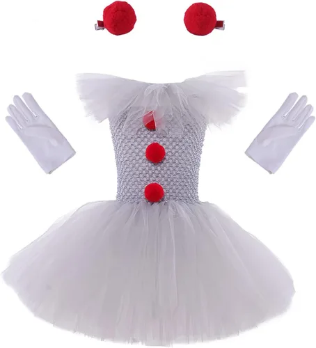 Vista 3 de Disfraz de tutú de payaso para niñas con globos, disfraz de payaso de Halloween para niñas pequeñas