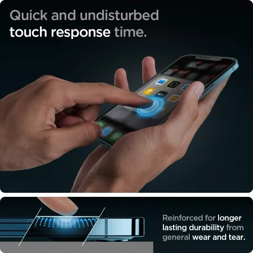 Vista 5 de Spigen GlasTR EZ FIT - Protector de pantalla de vidrio templado para iPhone 12 Pro Max, paquete de 2
