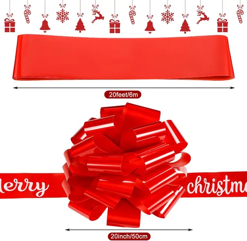 Vista 2 de Waydress Lazo grande para automóvil gigante de 20 pulgadas, lazo rojo grande de Navidad para envolver regalos, casas nuevas, gran presente