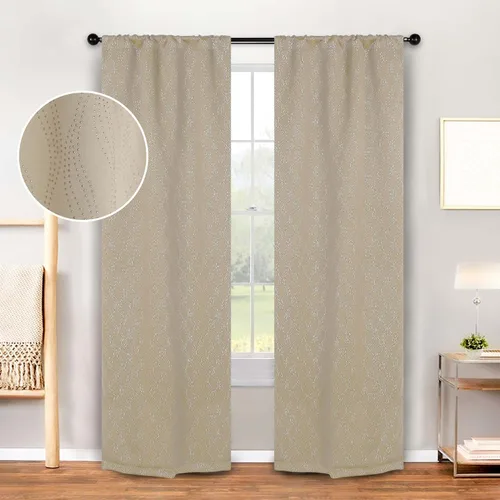 Vista 9 de BLUENILEMILLS Paneles de cortinas opacas para oscurecer la habitación con bolsillo para barra, cortinas perfectas para ventanas de cocina