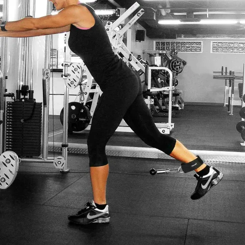 Vista 6 de CLISPEED 2 correas acolchadas para muslos de fitness, con anillo en D, puños para piernas para gimnasio, máquinas de cable, correas de muslo