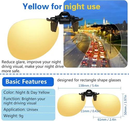 Vista 2 de Costyle Retro Polarized Clip on Flip up Plastic Sunglasses Driving Fishing Traveling