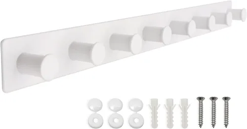 Vista 14 de Perchero pequeño montado en la pared, ganchos negros adhesivos y atornillados, ganchos de pared de acero inoxidable para colgar sombreros, toallas