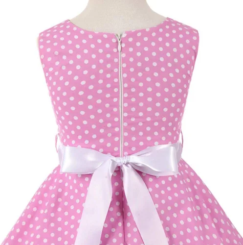 Vista 5 de Vestido de té para niñas, estilo vintage, de los años 50, con diseño de lunares, estilo Rockabilly para fiesta de graduación, vestido de té
