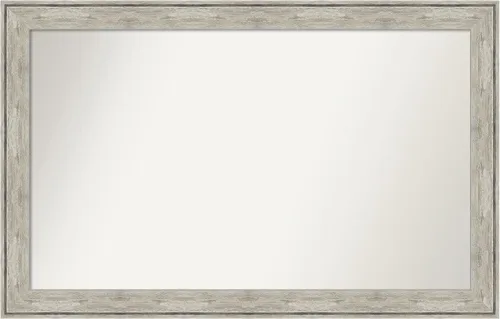 Vista 488 de Amanti Art Espejo de baño plateado para sobre el fregadero, 28 x 37 pulgadas, elegante espejo rectangular de peltre cepillado, marco de madera
