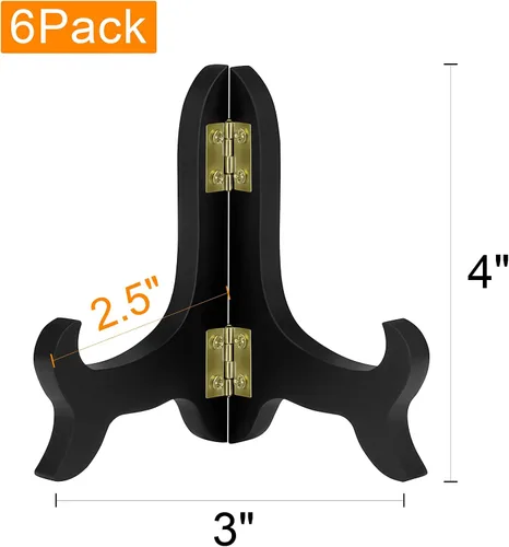 Vista 2 de Paquete de 6 soportes de madera de 4 pulgadas para caballetes (negro)