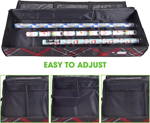 Vista 3 de Propik Contenedor de almacenamiento de papel de regalo, organizador de papel de regalo debajo de la cama, 41 x 14 x 6 pulgadas, soporte de caja