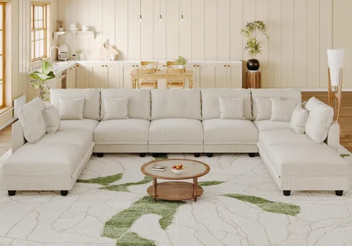 Vista 25 de LLappuil Sofá Seccional Modular con Asientos de Almacenamiento, Sofá Modular Convertible de Pana Chaise para Sala de Estar, Sofás de 5 Plazas con 3