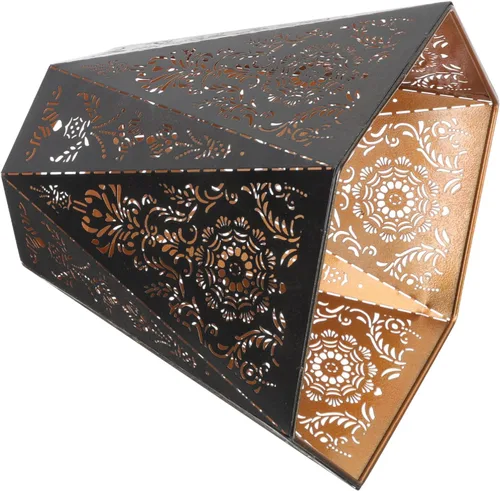 Vista 5 de Uonlytech Pantalla de hierro hueco de 6.69 x 7.08 x 6.73 pulgadas, cubierta de lámpara de mesa, lámpara de arte decorativa para sala de estar