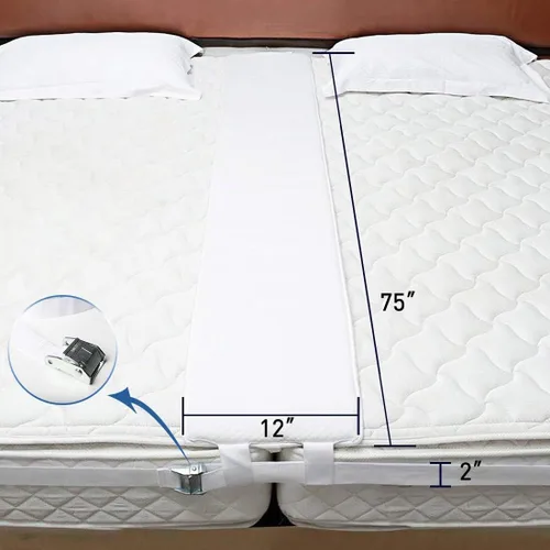 Vista 2 de HITOMEN Puente de cama, kit de convertidor de cama individual a King, relleno de huecos de cama con correa, conector de colchón