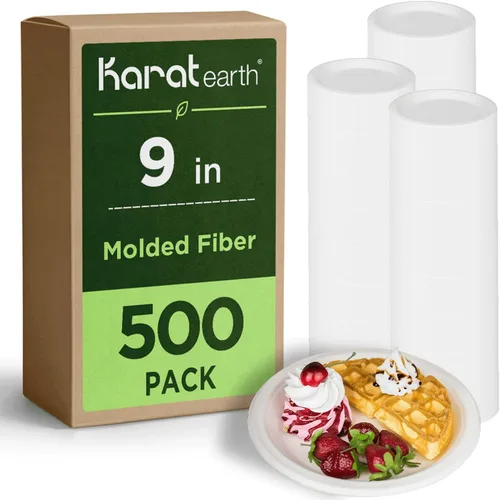 Vista 8 de Karat Earth Platos de papel desechables compostables de 6 pulgadas, paquete de 1000
