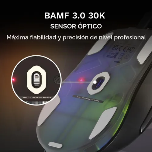 Vista 3 de GLORIOUS Gaming Model D3 ratón con cable para juegos - Peso ultraligero de 57g, interruptores ópticos de 130M de clic, sensor BAMF 3.0 de 30K DPI