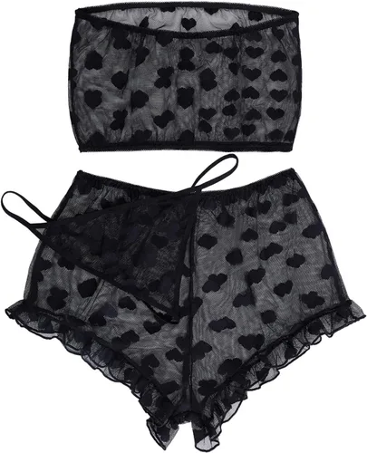 Vista 2 de Conjunto de lencería para mujer, conjunto de ropa interior de encaje elástico para mujer, talla XXL