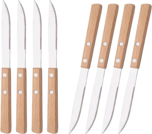 Vista 8 de Juego de 8 cucharas de espresso, juego de cubiertos de acero inoxidable 304 con mango de madera, cucharas pequeñas para postre, té, aperitivo, café
