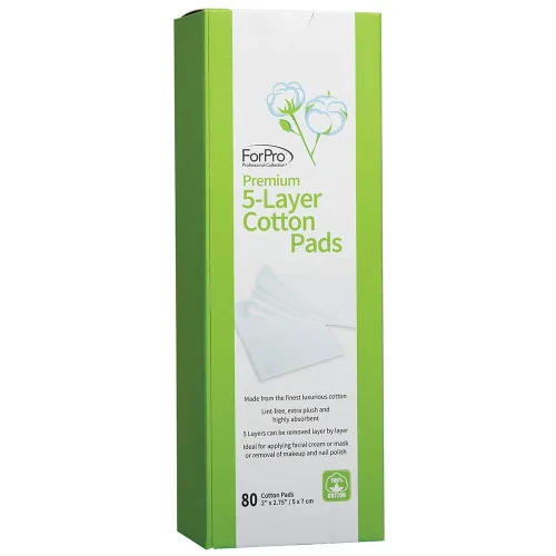 Vista 2 de ForPro Professional Collection Almohadillas de 5 capas 100% algodón prémium para aplicación cosmética y eliminación de productos, 2 x 2.75 pulgadas