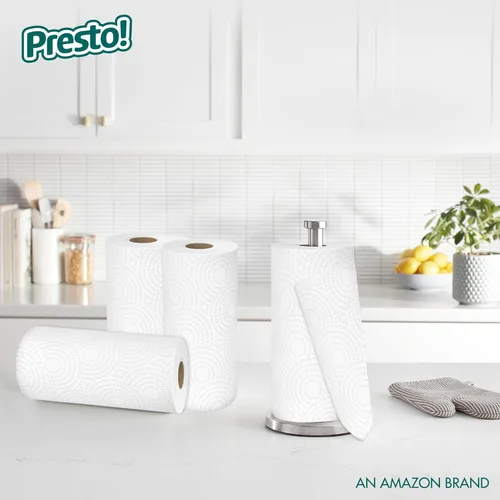 Vista 5 de Presto! Toallas de papel, 128 hojas, 6 rollos Flex-a-Size Rollo familiar 3 paquetes de 2 Blanco