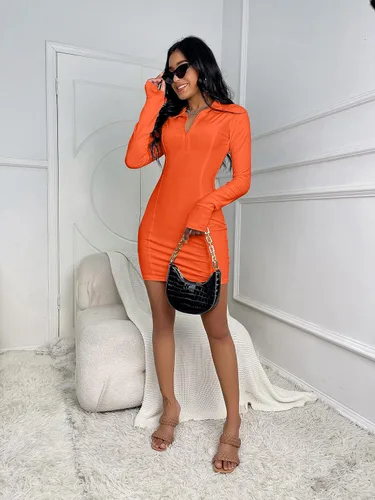 Vista 6 de Vestidos ajustados para mujer, casual, manga larga, sexy, para fiesta, club, mini vestido