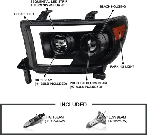 Vista 3 de SPEC-D TUNING - Faros delanteros negros para proyector