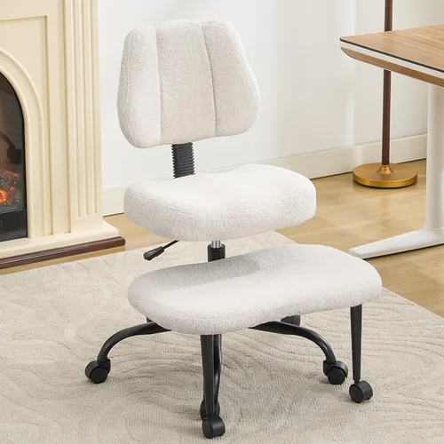 Vista 11 de Silla de meditación con patas cruzadas, exquisitos muebles de oficina en casa, ergonómico arrodillado con soporte lumbar y taburete de altura Beige