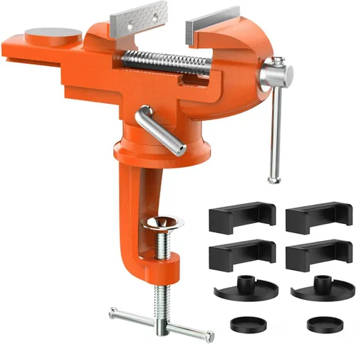 Vista 10 de Housolution Abrazadera Universal de Mesa de 3 Pulgadas, Base Giratoria de 360°, Abrazadera de Banco para el Hogar, Abrazadera de Tornillo de Banco
