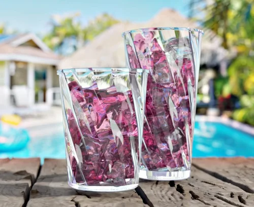 Vista 2 de Amazing Abby - Glacier - Vasos de plástico de 14 onzas (juego de 8), vasos de plástico reutilizables totalmente transparentes, apilables, sin BPA