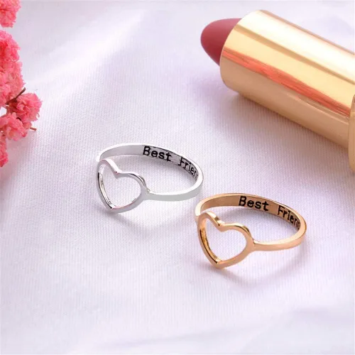 Vista 4 de Aineecy Infinity Love Heart Rings Set for Friendship Geometric Hollow Peach Heart Engraved Letter Index Finger Rings for Women Girls Graduation Gift