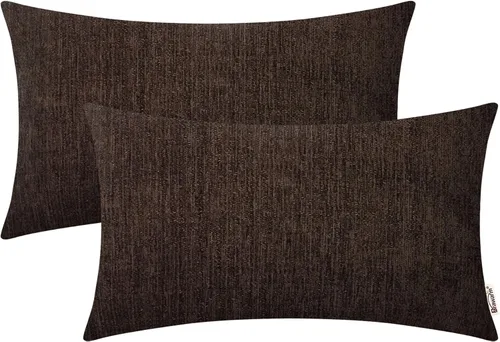 Vista 12 de BRAWARM Fundas de almohada 40x40 cm - Paquete de 2 fundas de almohada de chenilla negra, fundas de almohada de chenilla suave teñida sólida