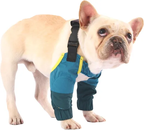 Vista 12 de PetWarm Fundas para patas de perro, impermeable, protector de codo y rodilla de recuperación, par antilamidas para perros pequeños, protección Azul