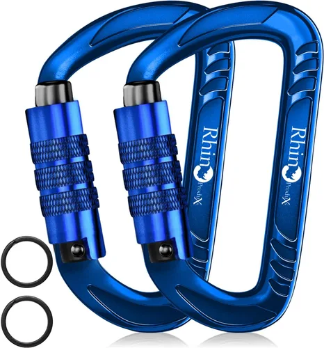 Vista 9 de Rhino Produxs 12kN (2697 lbs) Heavy Duty Carabiner Clips Autolocking Negro