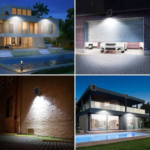 Vista 4 de Luz solar de calle de 200 W, impermeable, cable de 16 pies, 20000 lúmenes, luces LED de seguridad para exteriores, luces solares automáticas