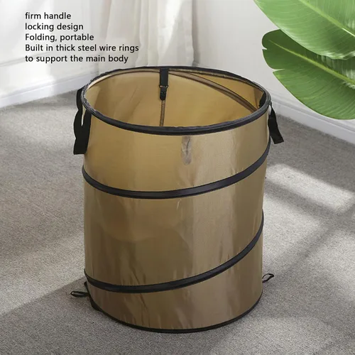Vista 2 de Cubo de basura plegable, resistente al agua, tela Oxford, anillos de acero reforzados, para camping, papelera plegable, portátil, plegable