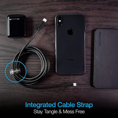 Vista 6 de Naztech Cargador de cable Lightning, duradero, redondeado, de carga rápida de 12 pies, cable Lightning certificado USB-C a MFi compatible