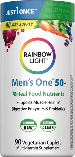 Vista 8 de Rainbow Light Mens Multivitamin One + para mayores de 50 60 Comprimidos Apoya la salud muscular con vitaminas C, D y zinc Nutrientes