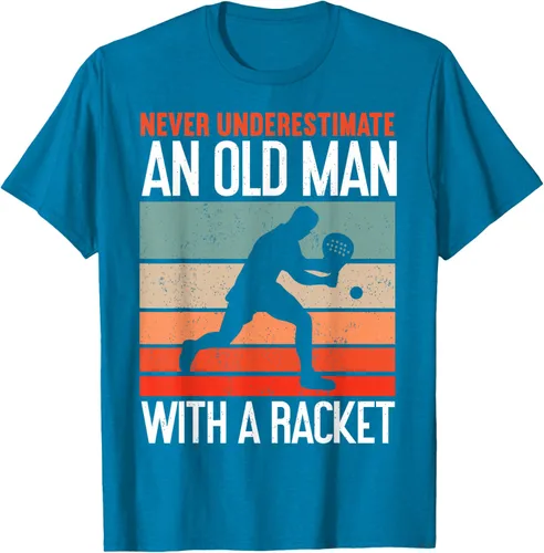 Vista 8 de Camiseta divertida de pádel "Never Underestimate An Old Man With A Racket, Negro