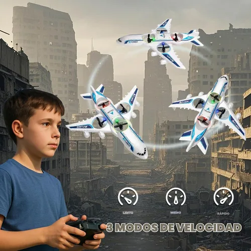 Vista 4 de RC Drone Control Remoto Avión RC Aviones 2.4GHz Foam V17 Jet Fighter Stunt, 360° resistente a caídas Stunt Spin Luz remota Avión RC con 2