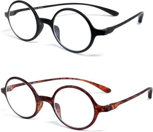 Vista 3 de Calabria 721 Flexie - Lentes de lectura redondos para hombres/mujeres, flexibles, de una sola potencia, flexibles, duraderos, ligeros, marco TR-90