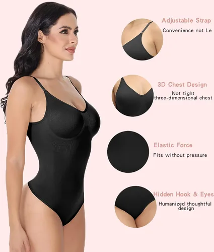 Vista 3 de Body moldeador para mujer con control de abdomen, sin costuras, moldeador de cintura, moldeador de cuerpo