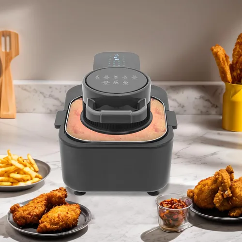 Vista 6 de Freidora de aire digital de 9L con cocción a temperatura constante de 360° para comidas simples y aperitivos, freidora de aire inteligente