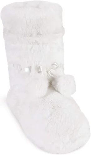Vista 2 de PajamaGram - Zapatillas para mujer con forro polar, pantuflas abotinadas